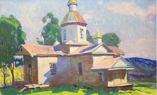 "A small church on a sunny day"