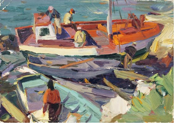 "Fishermens on a boat"