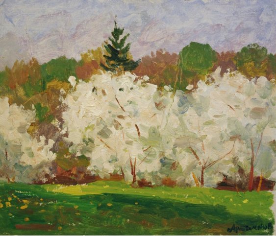 "Apple trees in blossom"