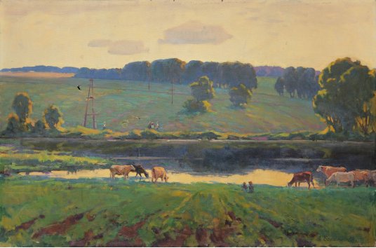 "Cows at the waterhole"