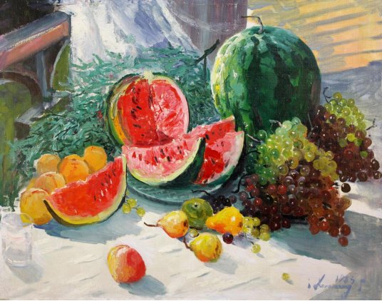 "Still life with watermelon"