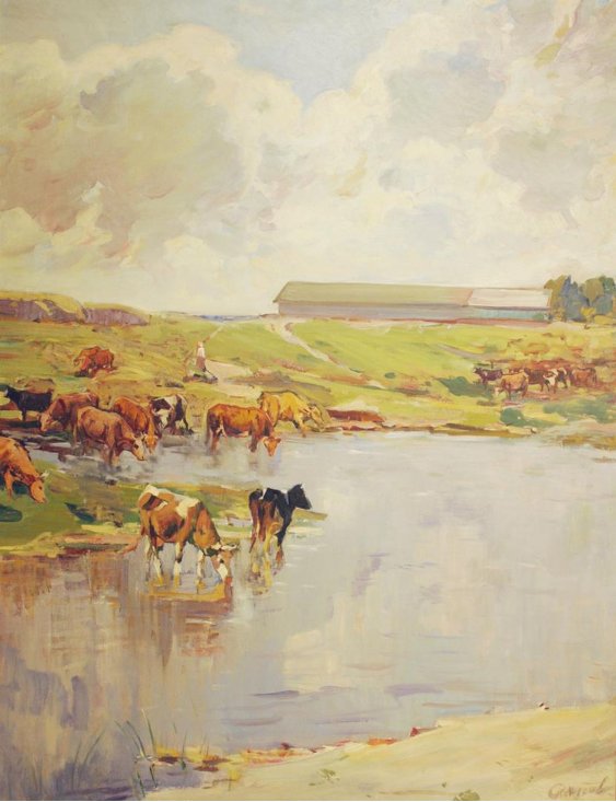 "Cows over the pond"