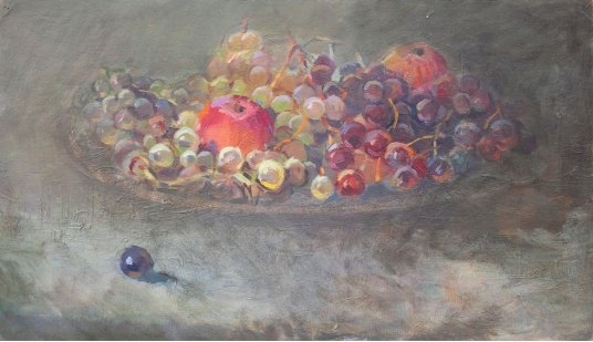 "Still life. Grapes and apples"