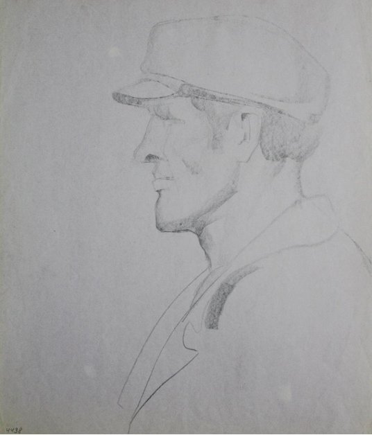 "The man in the cap. Profile"