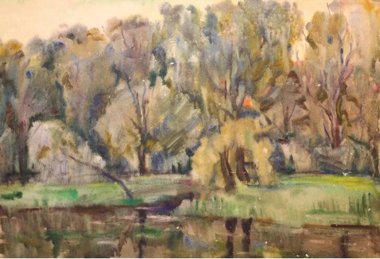 "Pond near the forest"