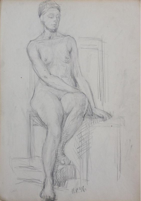 "Naked woman on chair"