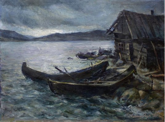 "Old hut on the shore"
