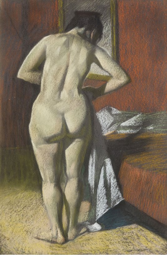 "Nude with a white sheet"