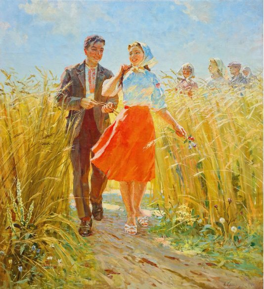 "In a wheat field"