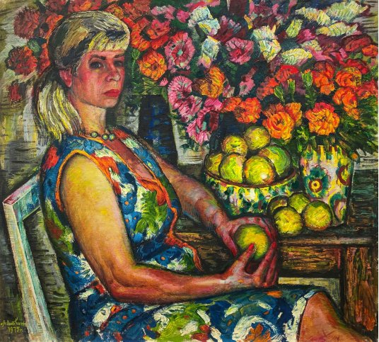 "Portrait among flowers"