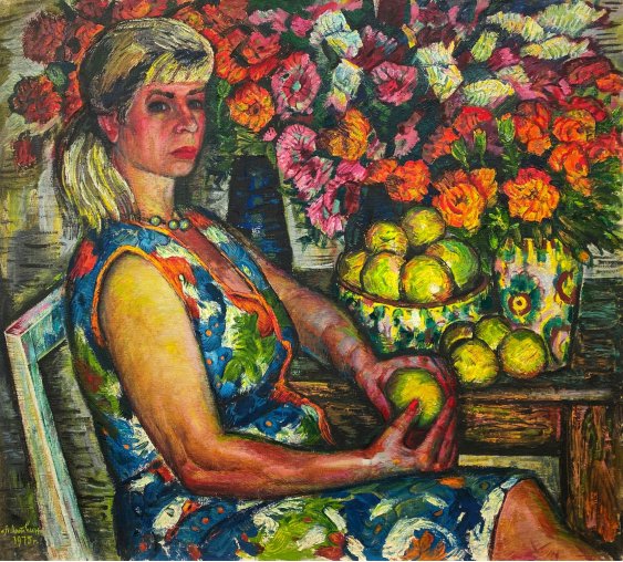 "Portrait among flowers"