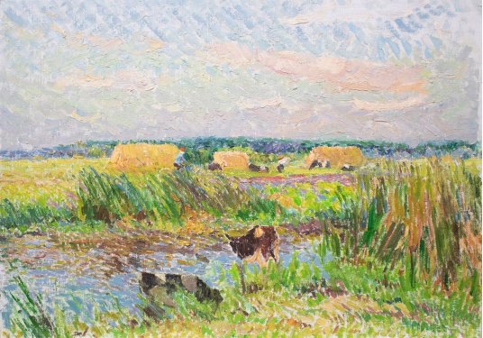 "Cows on the riverbank"
