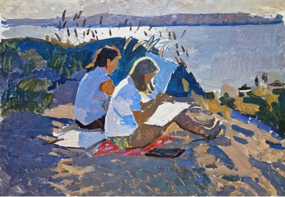 "Молоді художниці на березі річки"